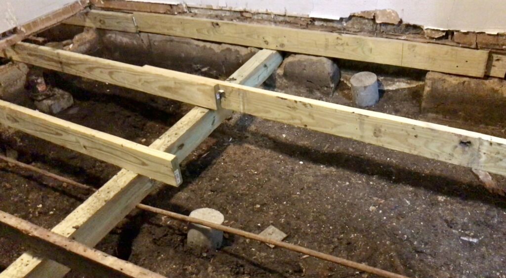 pier and beam foundation with new wood beams