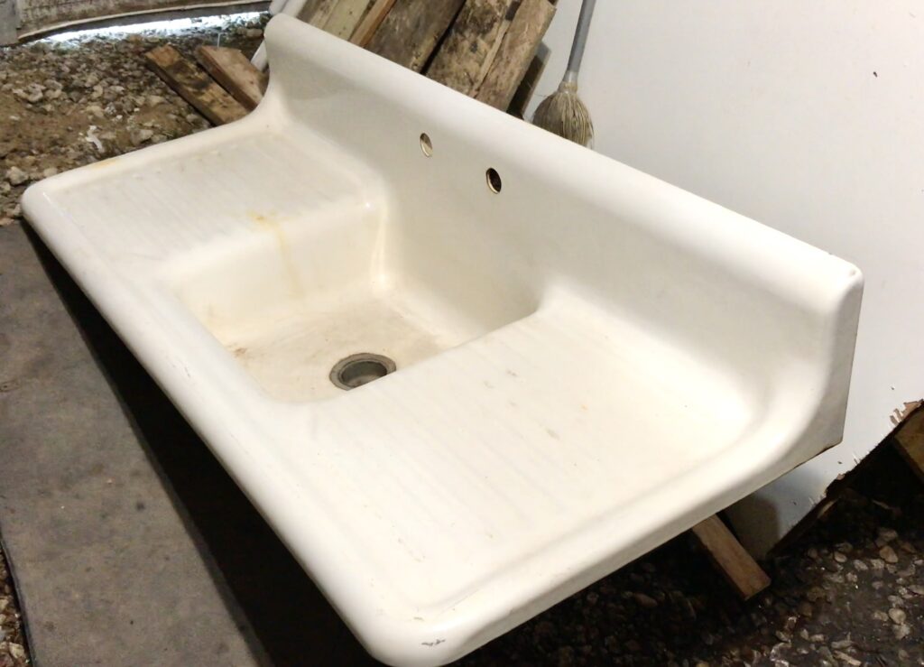 antique cast iron sink single basin double drainboard