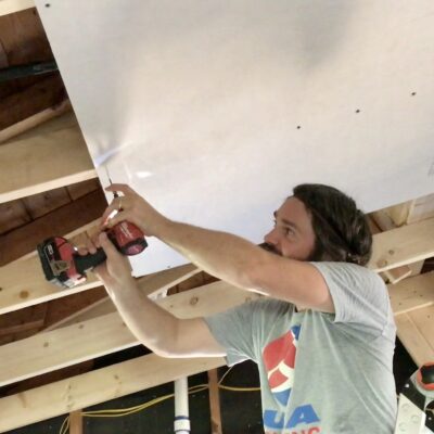 Putting Up Drywall on High Vaulted Ceiling Frame Alone