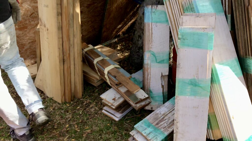 salvaged wood for compost bin