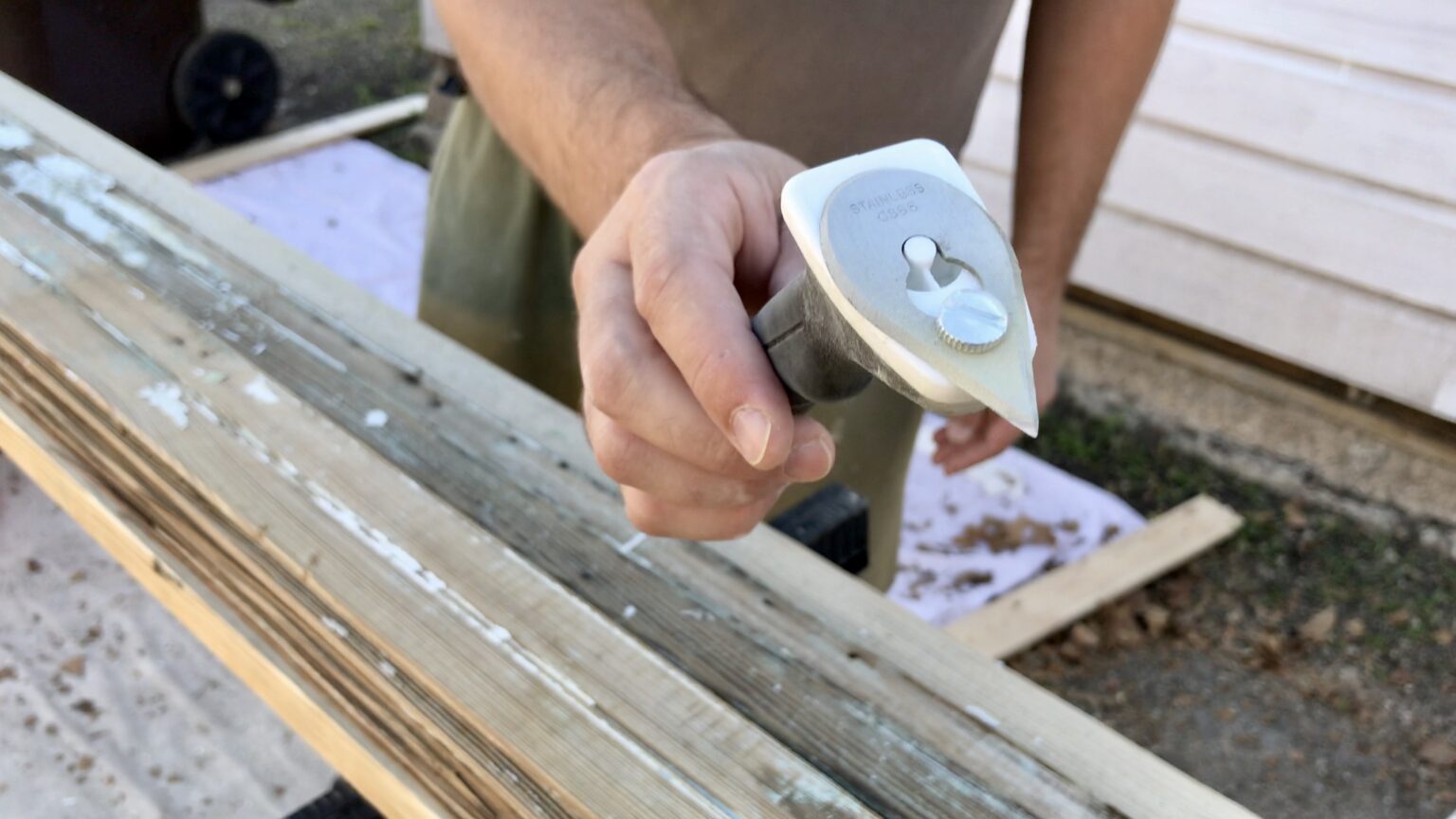 Restoring Old Original Beadboard by Removing Loose Paint and Sanding ...