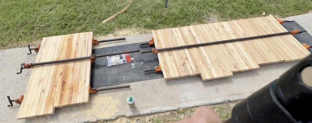 clamped butcher block countertop 